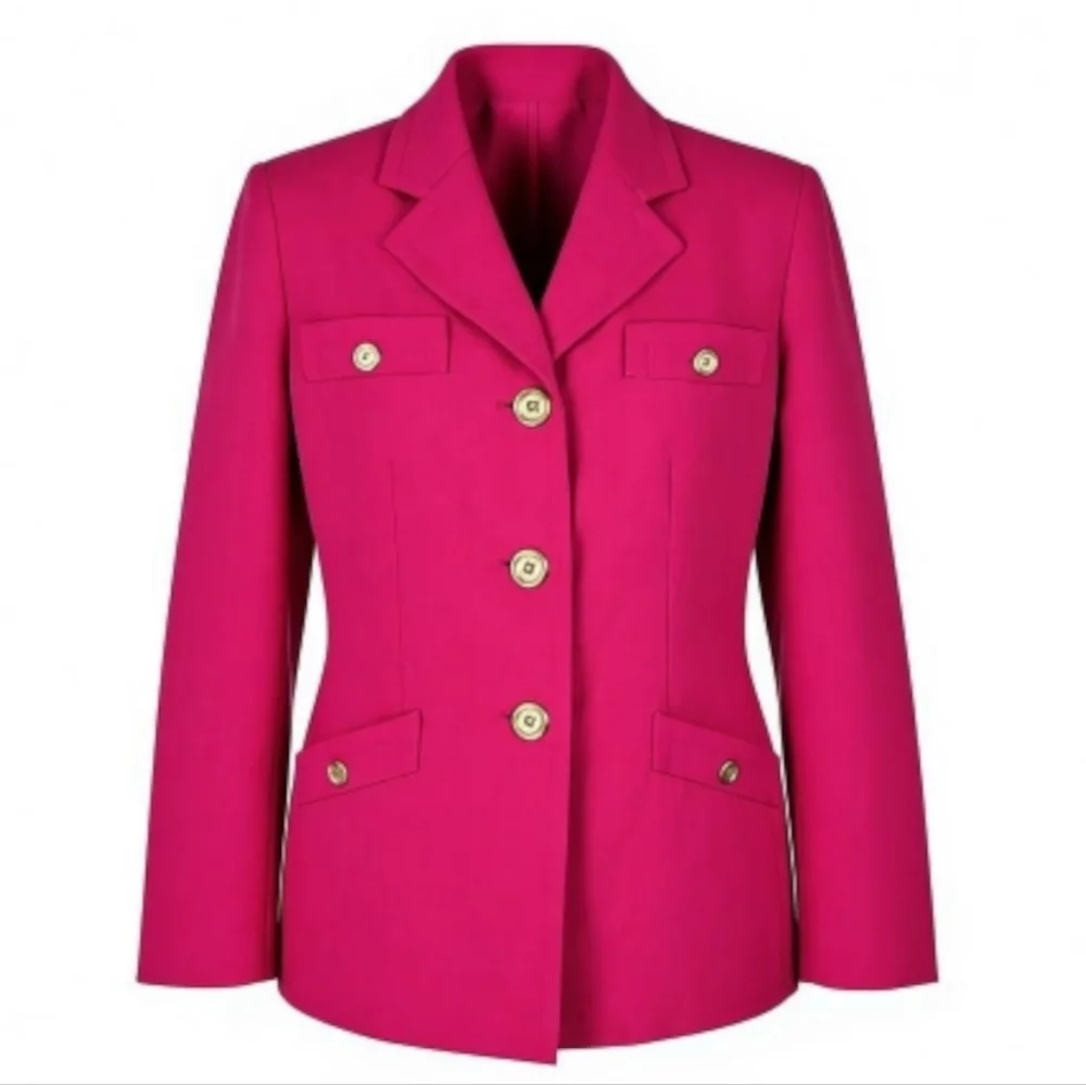 Kasper Blazer Size 10P Button Pockets Notch Collar Stretch Padded Lined Pink - Picture 10 of 10
